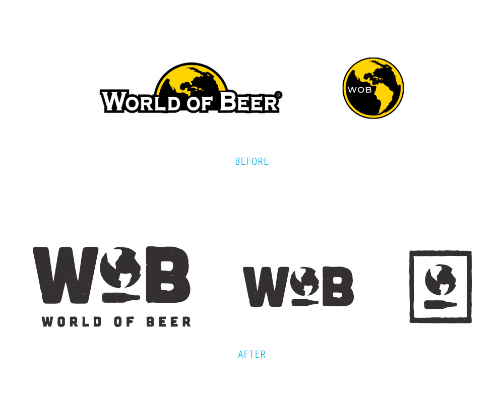 world of beer logo, logo design, frederic terral, WOB logo, rebranding, branding